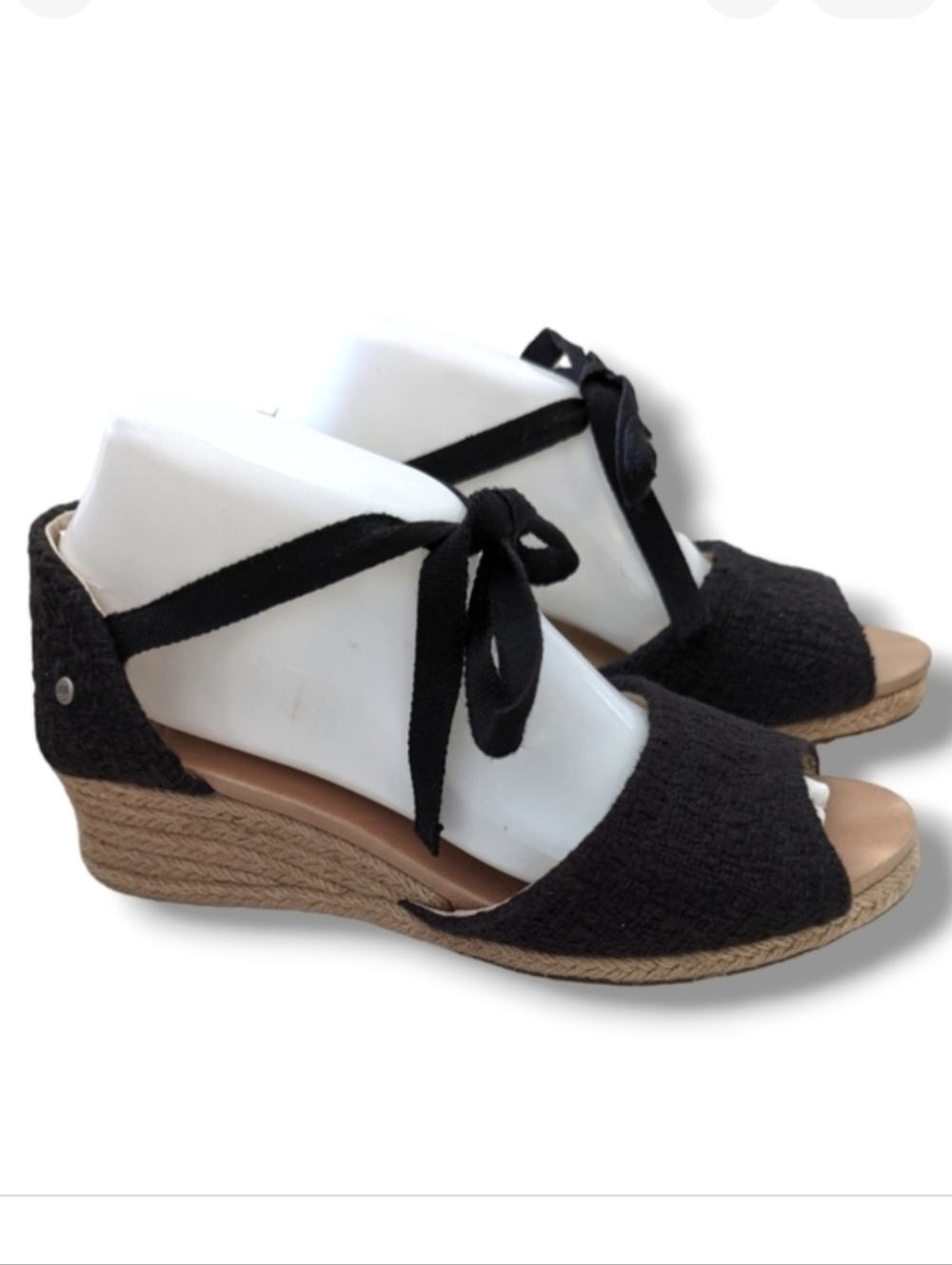 Ugg Delmar Espridrille Wedge Sandals‎ 9 Black  1003496 Wedges Tie Sandal